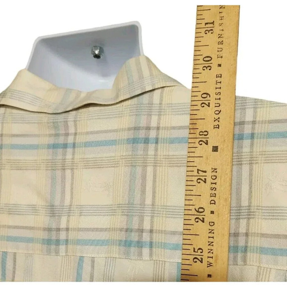 Tommy Bahama Men Button Short Sleeve Shirt Yellow Blue Plaid‎ XL - Picture 4 of 6